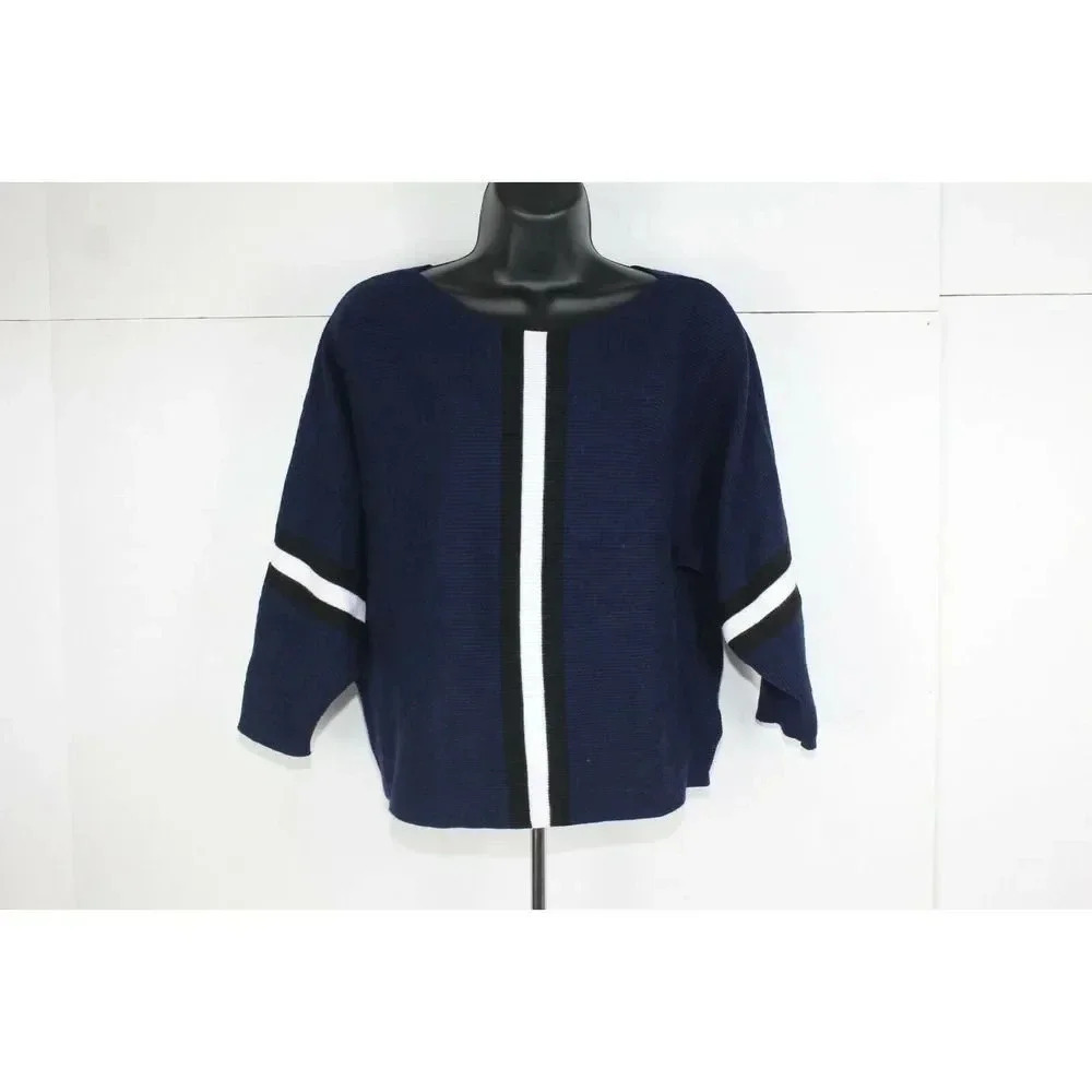 Women's "Say What?" Blue, Black and White Sweater in Sz Large